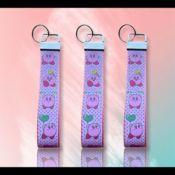 Cute Kirby theme wristlet, key fob - Picture 2 of 5